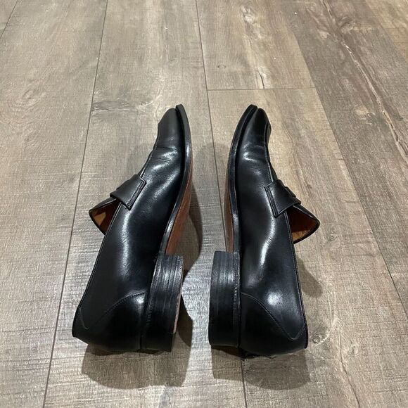 Alan McAfee Mens 10.5 C Black Leather Macaflex Loafers Dress Shoes Made England - Picture 3 of 14